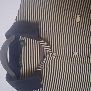 Navy and Yellow Striped Polo Shirt